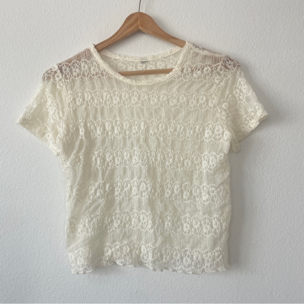 Sheer Cream Lace Crop Top